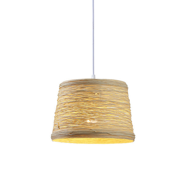 Suspension LED Sevyn en rotin contemporain.