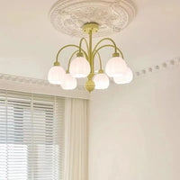 Lustre en Verre Lait Blanc LED pour Chambre Intérieure, couleur Vert.