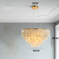 Lustre de coquille de luxe moderne pour luminaires suspendus de salon de Restaurant en or et chrome: éclairage romantique pour la maison