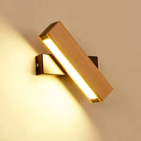 Applique murale rotative nordique en bois massif LED ajustable