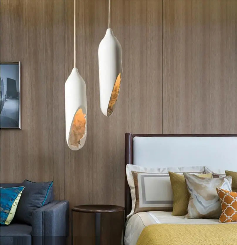 Suspension Lampe Japonaise Wabi Sabi Moderne en Plâtre pour Foyer, Cuisine ou Chambre