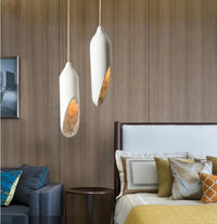 Suspension Lampe Japonaise Wabi Sabi Moderne en Plâtre pour Foyer, Cuisine ou Chambre