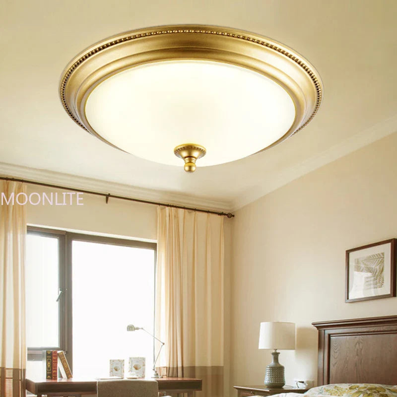 Plafonnier LUMIÈRE D'AMBIANCE LED rond or/noir/Bronze pour couloir salon cuisine