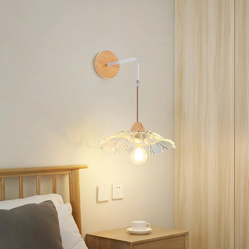 Applique murale nordique en bois & verre
