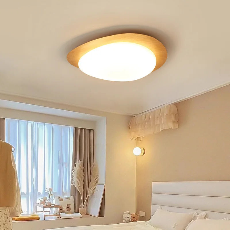 Plafonnier LED Bois Moderne Rétro pour Chambre, Restaurant et Cuisine