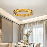 Lustre LED italien post-moderne avec anneau de suspension - Lampe de design asiatique