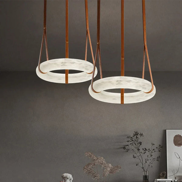 Lustre Circulaire en Marbre LED de Luxe - Diamètre 50cm