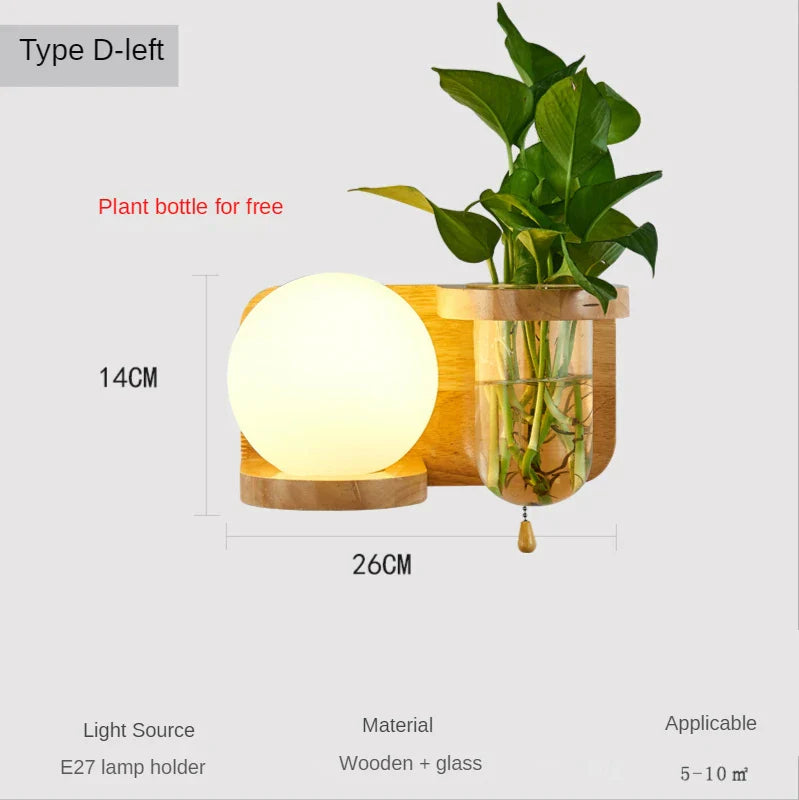 Applique Murale Nordique en Bois avec LED - Design Européen Créatif