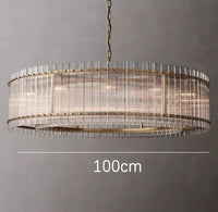Lustre de luxe en cristal Double Anneau Doré LED Suspendu