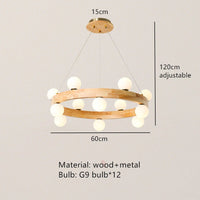 Lustre Nordique en Bois Rond pour un Éclairage Créatif Japonais dans la Salle à Manger