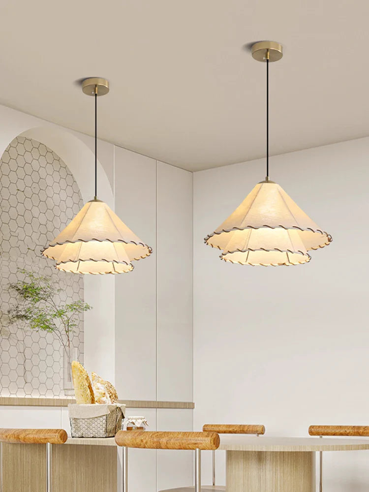Lustre nordique LED en tissu pour décoration de la maison