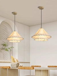 Lustre créatif en coton lin avec lumière LED nordique - Collection Lumina.