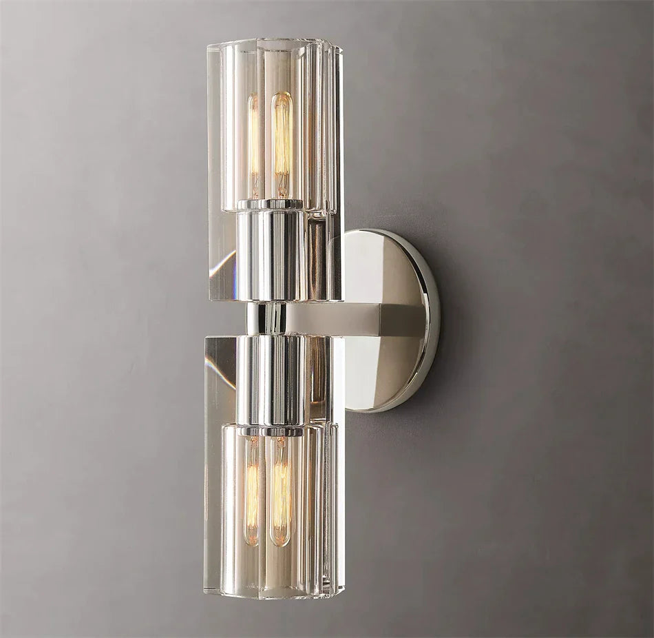Applique murale LED Moderne en Cristal Clair et Nickel Laiton