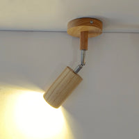 Plafonnier LED Horizon en bois avec projecteur sur rail