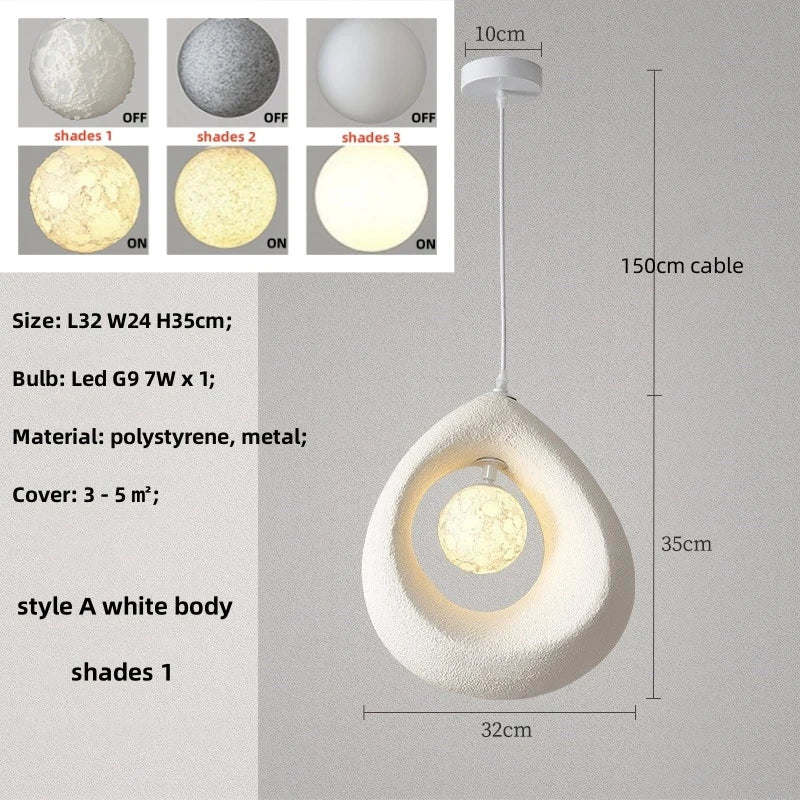 Nordic Wabi Sabi : Lampe suspension LED minimaliste pour salle à manger, salon et chambre