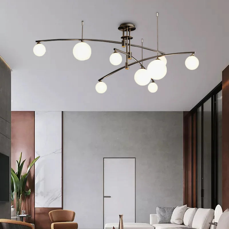 Lustre moderne nordique en verre avec luminaire suspendu en fer - Collection NordiGlass
