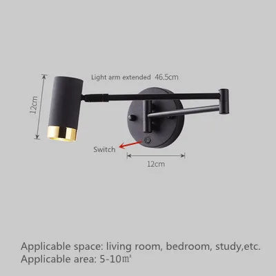 Applique murale LED SwingLight : bras télescopique, interrupteur intégré, design intérieur unique