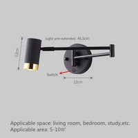 Applique murale LED SwingLight : bras télescopique, interrupteur intégré, design intérieur unique