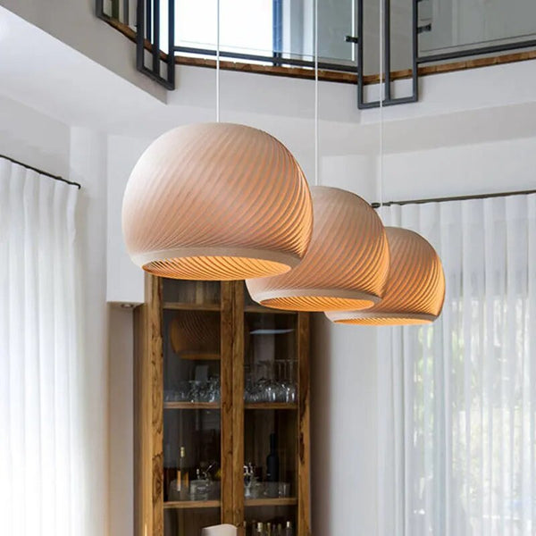 Suspension LED en bois naturel