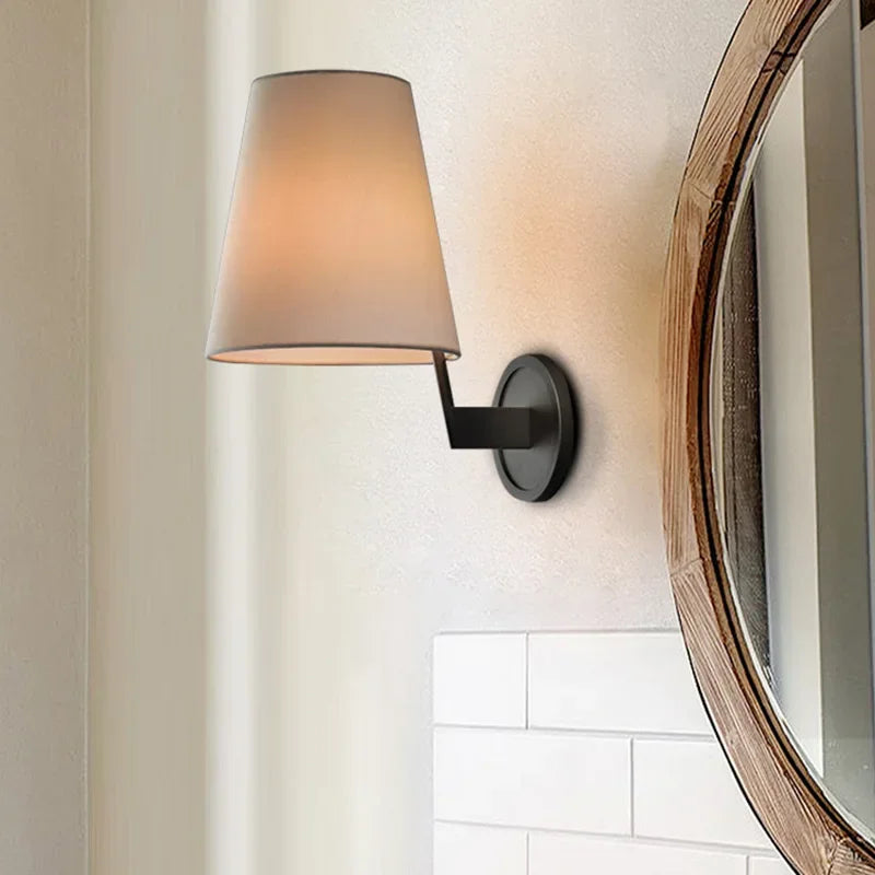 Applique Murale LED de Luxe en Cuivre avec Miroir Tissu