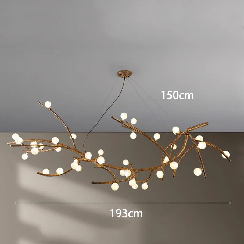 Lustre LED Branche de Bois: Design Moderne