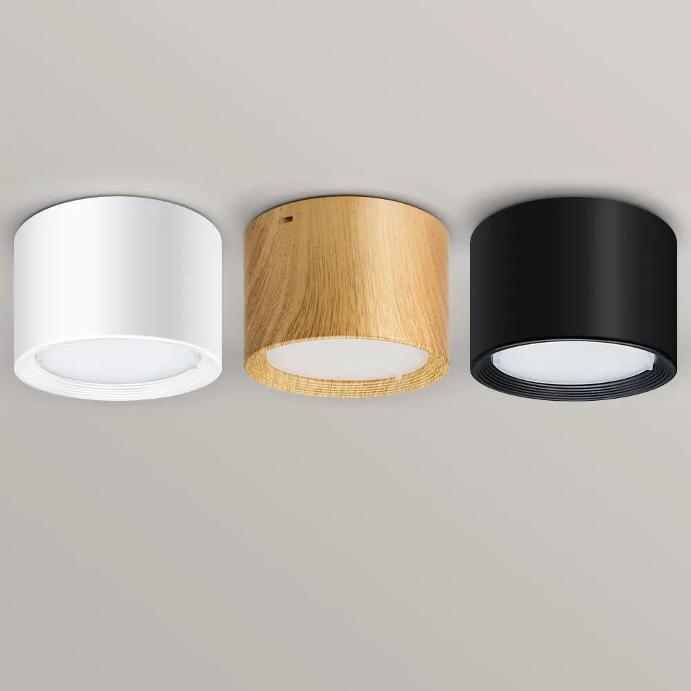 Mini LED Plafonnier Dimmable en Grain de Bois - Éclairage de Surface