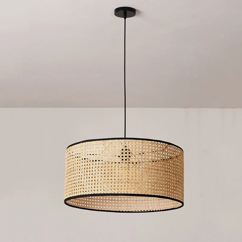 Suspension Cannage Japonaise Moderne: Lampe de Main en Rotin