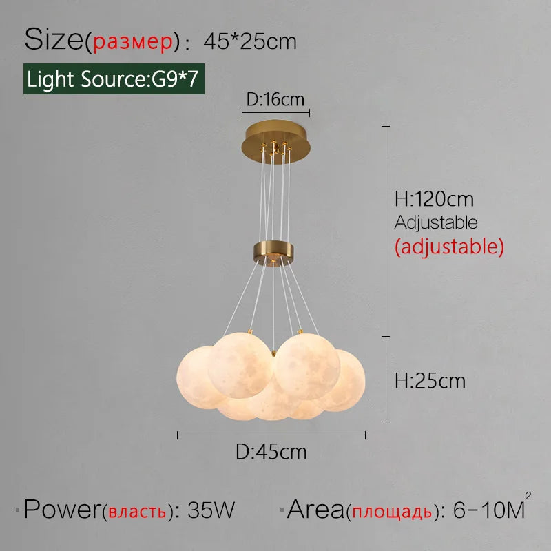Lustre Nordique Lune Planète Design LED Décoration Maison