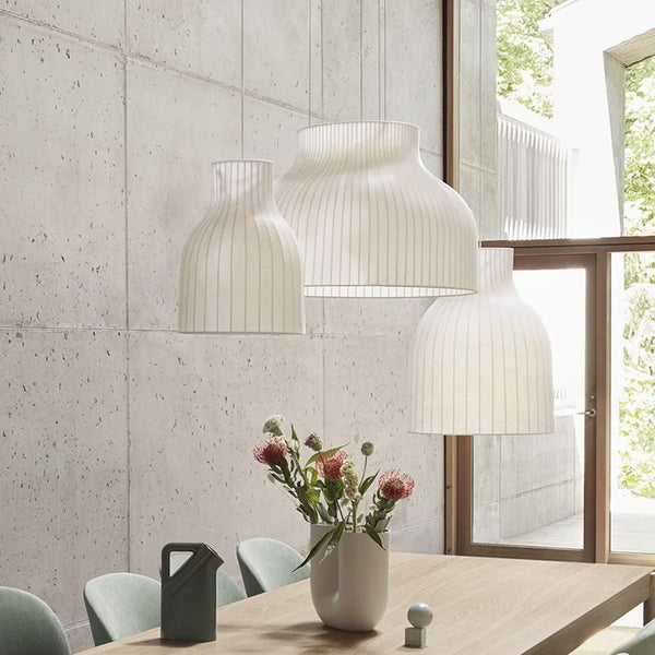 Suspension LED Wabi Sabi en tissu de style soie