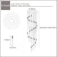 Lustre en Or Moderne LED pour Escalier en Cristal Spirale