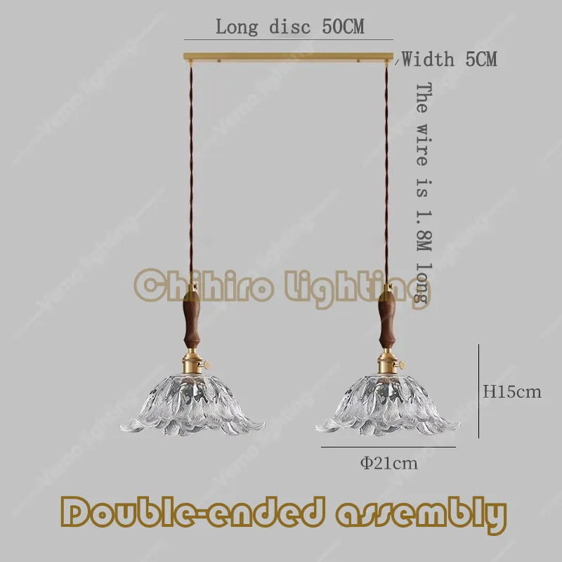 Lustre japonais en verre et laiton