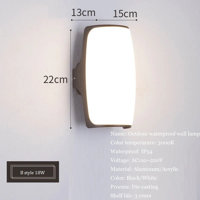 Applique murale LED étanche pour jardin en aluminium