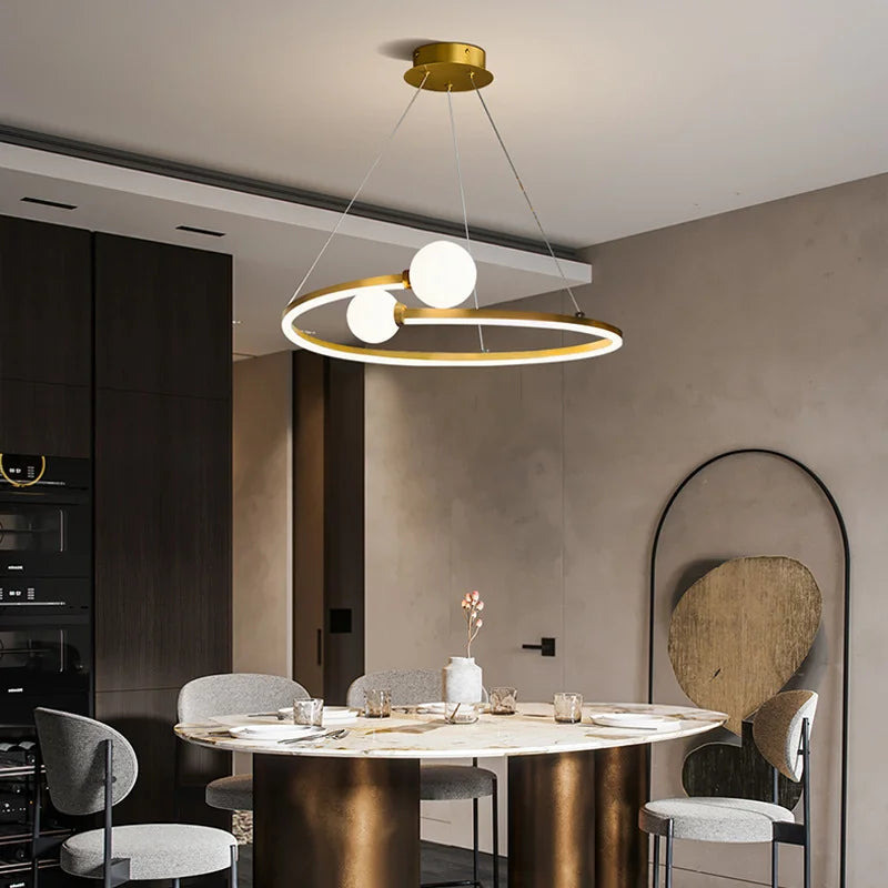 Lustre Nordique à Anneau LED Suspension, Éclairage et Luminaires