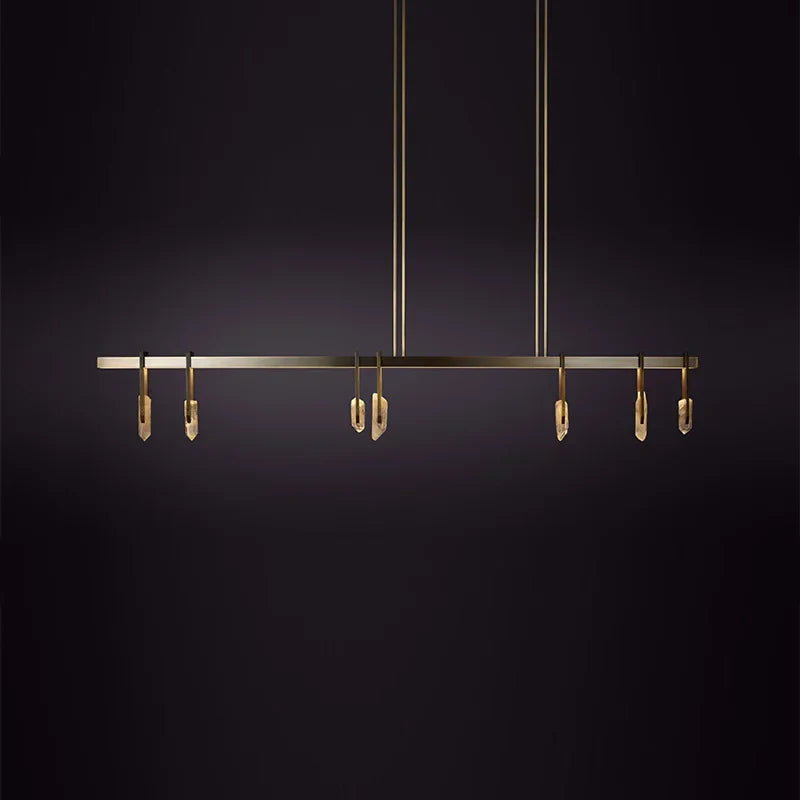 Lustre de luxe italien en cuivre avec LED postmoderne et cristaux ronds