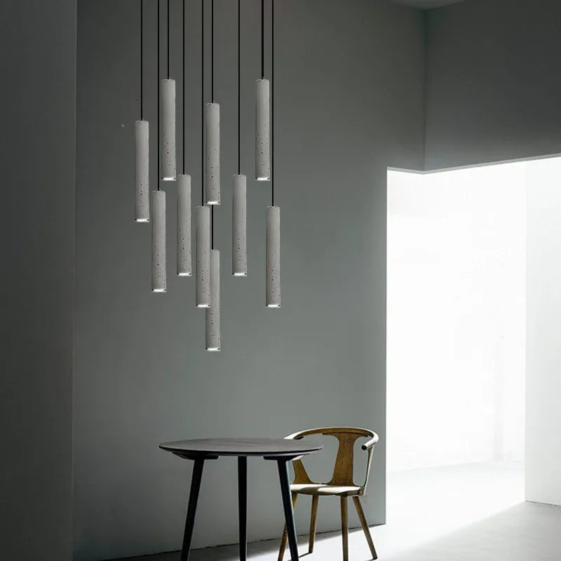 Suspension LED nordique industrielle géométrique Terrazzo créatif pour Restaurant Bar Café Longue Ciment