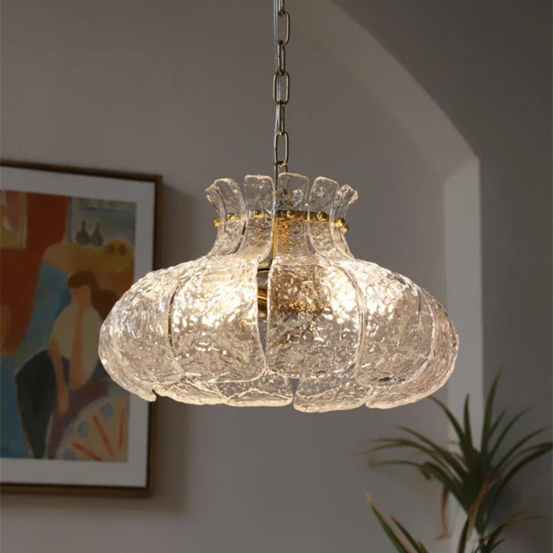Lustre rétro nordique en cuivre et verre - Design vintage de luxe