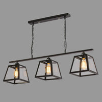 Suspension Vintage Industrielle LOFT en Verre et Fer Noir Triple Tête pour Restaurant Bar Internet Café