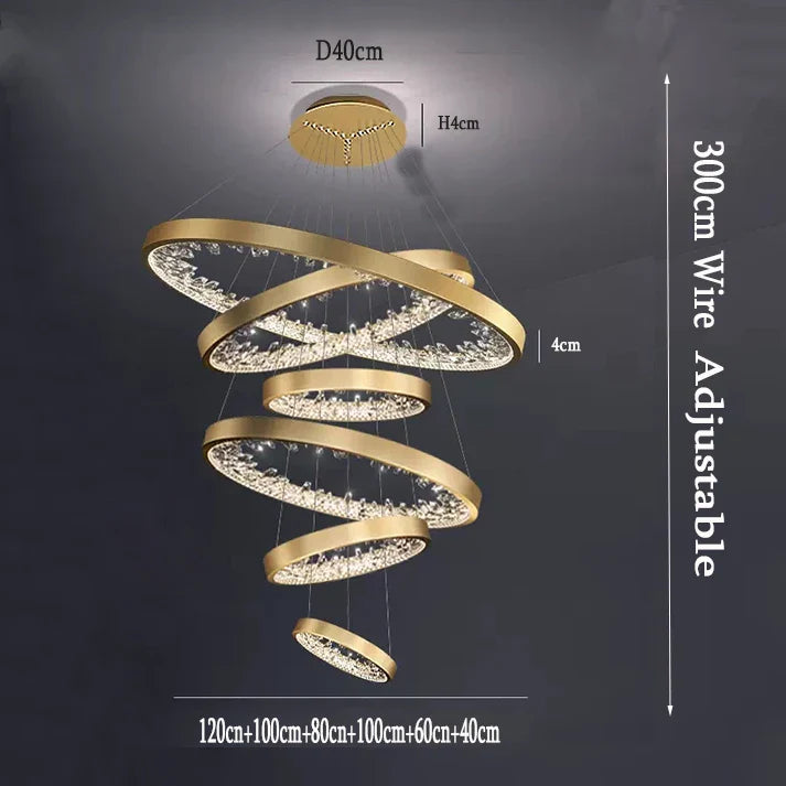 Lustre moderne en cristal avec éclairage LED pour villa de luxe
