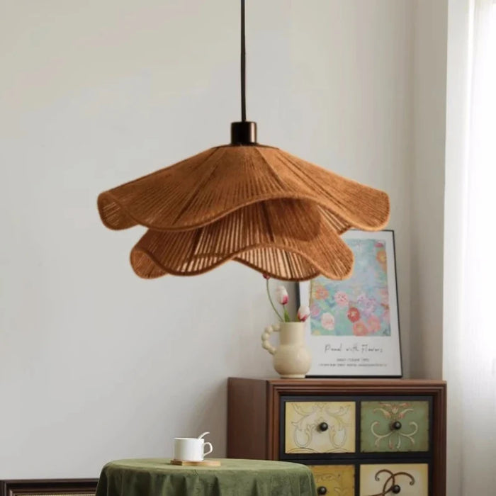 Suspension Nordique Chanvre E27 LED - Style Japonais pour Salle à Manger ou Chambre