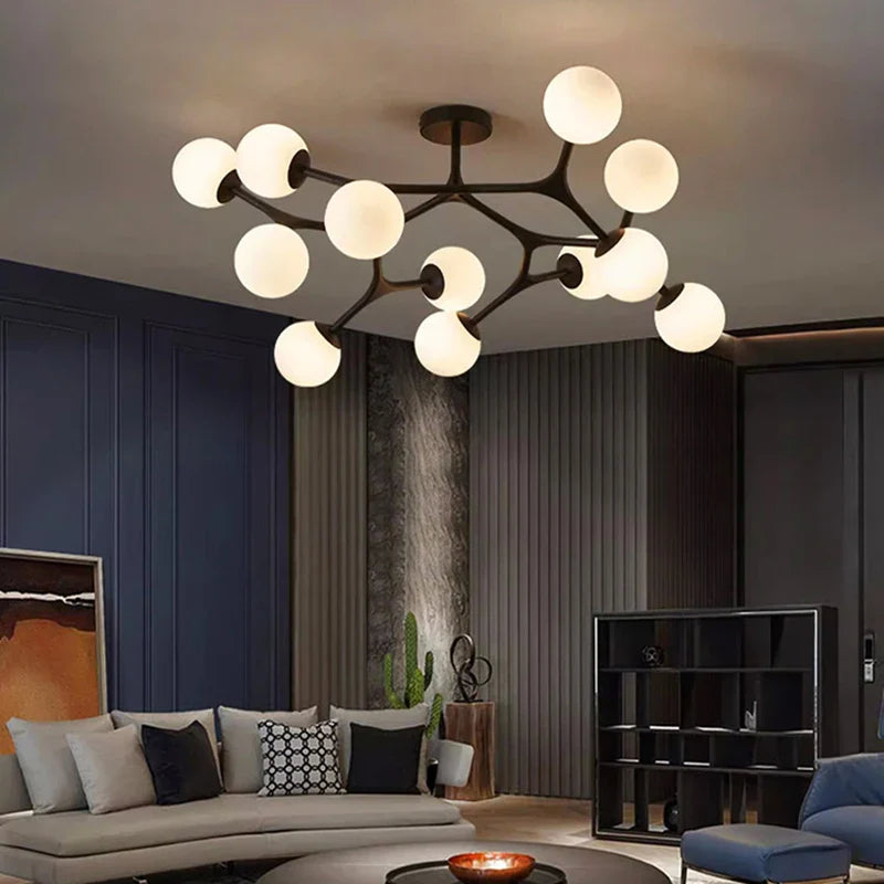 Lustre nordique en verre boule décorative - Suspension luminaire