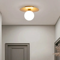 Plafonnier LED Noir et Or Boule en Verre