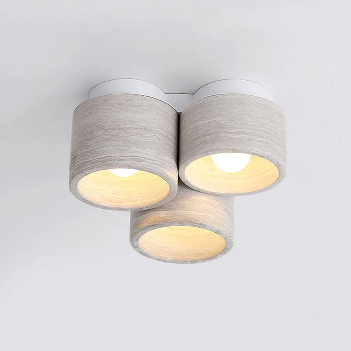 Plafonnier LED Moderne Wabi Sabi en Pierre Grain de Bois à 3 Têtes - Édition Limitée
