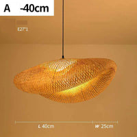 Suspension LED en rotin artisanale ronde, chapeau de paille en bambou style vintage pastoral