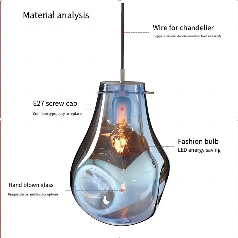 Suspension design moderne en verre LED nordique Macaron