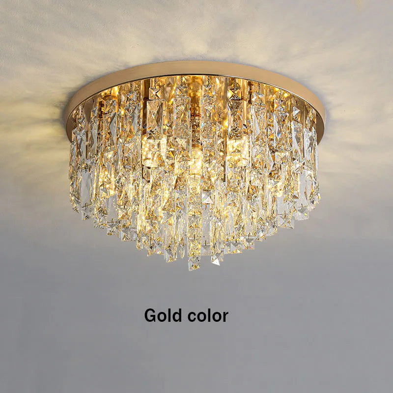 Plafonnier circulaire de luxe en cristal contemporain