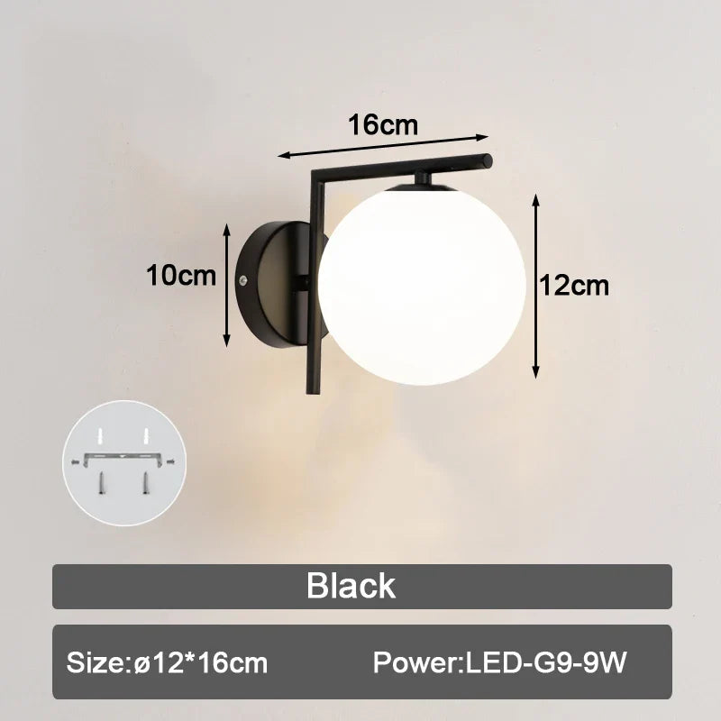Applique murale LED en verre givré pour intérieur