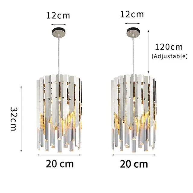 Plafonnier de luxe en cristal 20cm - Lumière ronde Or Chrome LED pour décoration intérieure
