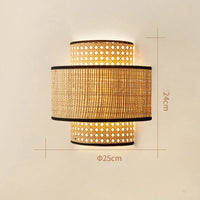 Applique murale Wabi Sabi Vintage en rotin fait main with LED lighting