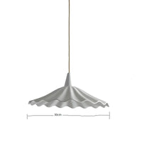 Suspension japonaise en céramique et bois de frêne vintage