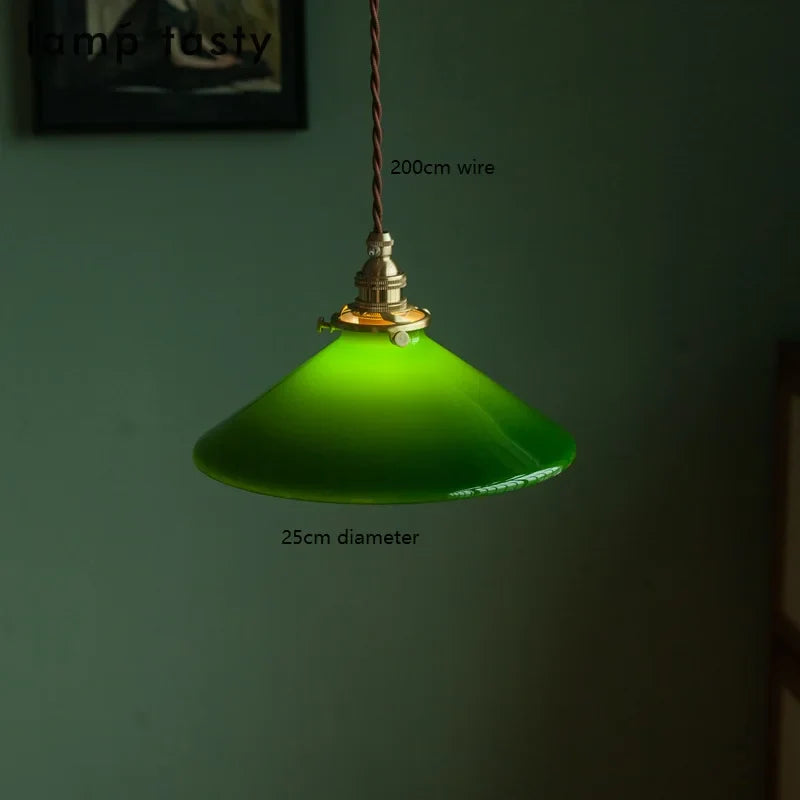 Suspension Vintage Américaine en Cuivre Bois Verre Edison